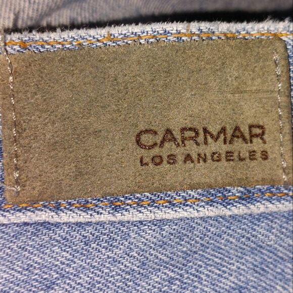 Carmar Women's Distressed High Rise Stretch Metal Grommets Raw Hem Jeans 29 EUC - Picture 8 of 9